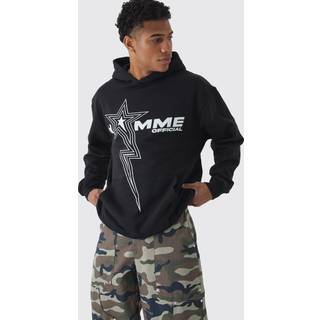 Mens Black Oversized Homme Star Print Hoodie