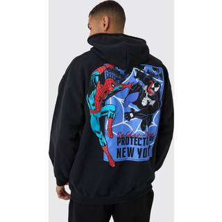 Mens Black Oversized Marvel Spiderman Venom License Print Hoodie