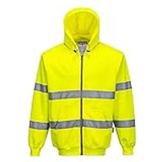 Hi-vis hætte sweatshirt med lynlås - Gul (Størrelse: XXL)