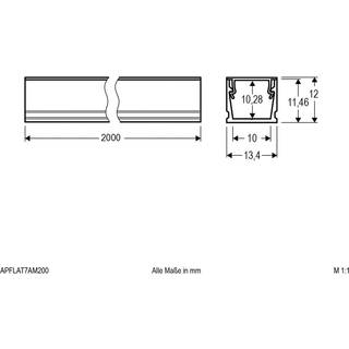 EVN APFLAT7 alu-profil 200 cm, U-profil, aluminium