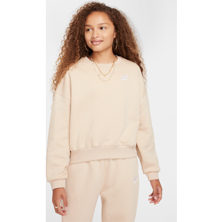 Nike Sportswear Club Fleece-sweatshirt med firkantet pasform og rund hals til piger - brun