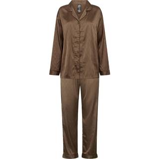 Satin Pyjamassæt, Brown, XL