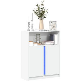 reol med LED 77x34x100 cm konstrueret træ hvid