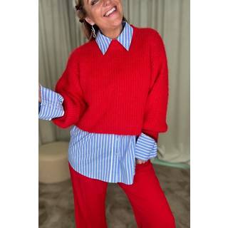 Co'couture Coraliecc Crop Rib O-Knit Strik 32140 66-Flame (LARGE)