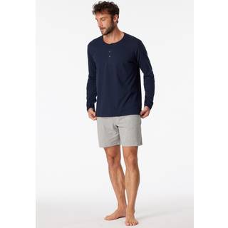 Schiesser Mix and Relax Long Sleeve Shirt Button - Darkblue - Small