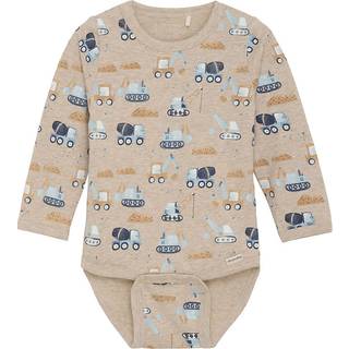 Minymo Mønstret Babybody Beige 80 cm  Beige  80 cm  mand