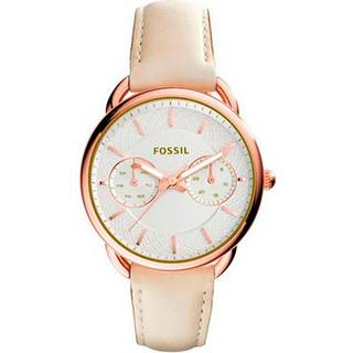 Fossil Tailor dameur i rosaguld med beige læderrem