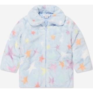 Stella McCartney Kids Printed faux fur coat - blue - Y 14