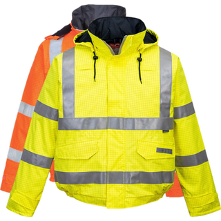 Bizflame FR hi-vis antistatisk pilot regnjakke - Gul (Størrelse: 4XL)