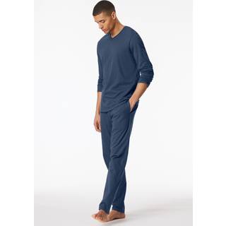 Schiesser Mix and Relax V-neck Long Sleeve - Blue - Small
