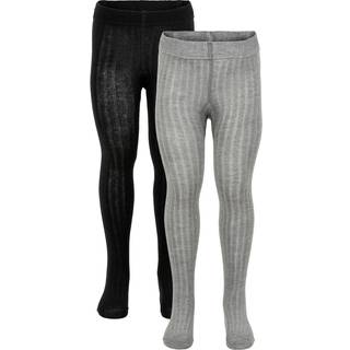 Minymo - Tights 2-pak - Black/Grey Melange - 104/110 / Black/ Grey Melange