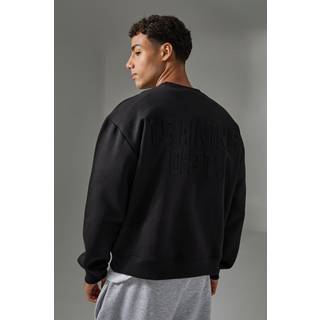 Mens Black Man Active Training Dept Boxy Embossed Sweatshirt