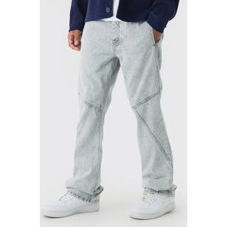 Mens Light Grey Slim Flared Panelled Jeans