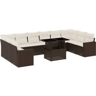 Sofasæt Til Haven 11 Dele Med Hynder Polyrattan - Brun og cremefarvet