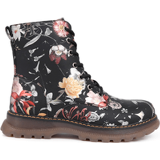 Pavers Pavers Black Lace Up Floral Boots