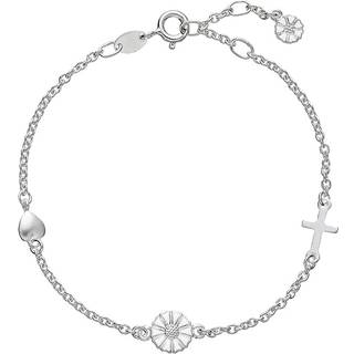 Lund Copenhagen sølv marguerit armbånd Tro, Håb og Kærlighed