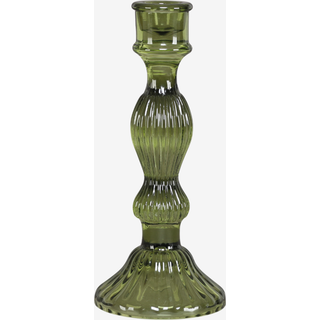 Lysestage Glas Grøn H.20 cm