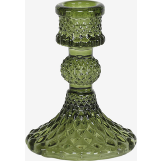 Lysestage Glas Grøn H.11 cm