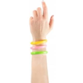 3 stk. Festarmbånd Neon Gul, Grøn, Pink 7,5 cm – Unik retroglød til disco og temafest