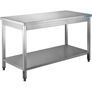 SARO bord i rustfrit stål, med underhylde - 600 mm dybde, 1800 mm