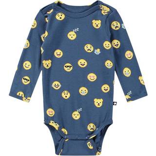 Molo GOTS Foss Babybody Pixel Smiles 68 cm  Blå  68 cm  unisex