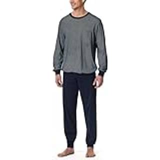 Schiesser Comfort Essentials Long Pyjamas - White/Navy - Small