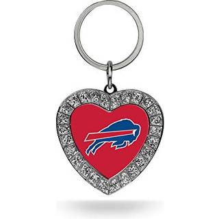 Rico Industries NFL Buffalo Bills Metal Rhinestone Heart Keychain 1.38 X 3 """"