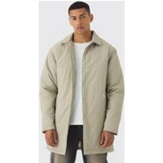 Mens Man Tab Crinkle Longline Mac Jacket In Sand