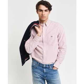 Ganttil mænd. 3000230 Oxford Regular Fit Slim Fit Stribet skjorte rød (L), Casual, Bomuld, Lange ærmer