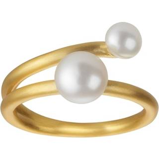 Bybiehl Coco ring i forgyldt med to hvide perler - Str. 60