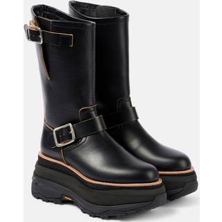 Sacai Leather platform biker boots - black - EU 40