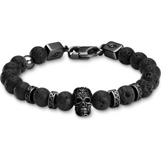 Rico | Lava Sten & Sort Rustfri Stål Kranie Armbånd