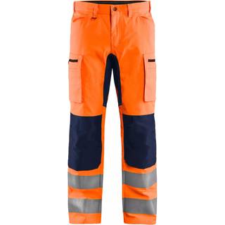 Blåkläder 1585 High Vis Buks med stretch / High Vis Arbejdsbuks med stretch - D88 - High Vis Orange/Marineblå