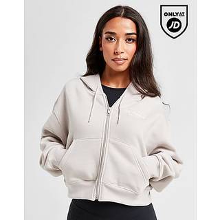 New Balance Script Crop Full Zip Hoodie, Beige - XL