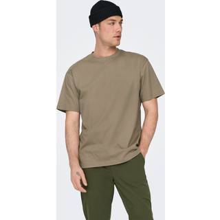 ONLY & SONS t-shirt i mørke beige til herre | Relaxed fit |