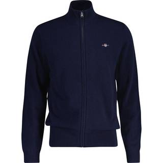 Extrafine Lambswool Zip Cardigan, Marine, M