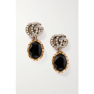 Gucci Double G embellished earrings - black - One Size