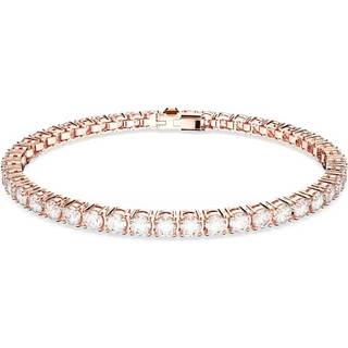Matrix Tennis Armband, Rundschliff, Weiß, Roségold-Legierungsschicht