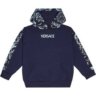 Versace Kids Barocco Stencil cotton jersey hoodie - blue - Y 8