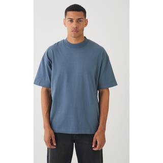 Mens Ink Oversized Heavy Extended Jacquard Neck T-shirt