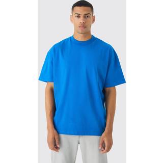 Mens Cobalt Oversized Extended Neck Heavy T-shirt
