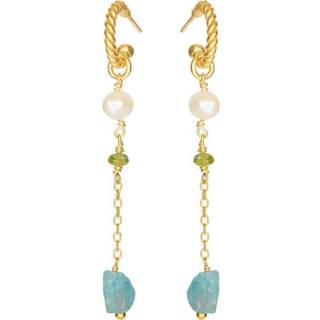 Susanne Friis Bjørner Øreringe - SFB - Forgyldt øreringe med sten og kæde - 5643-2-575