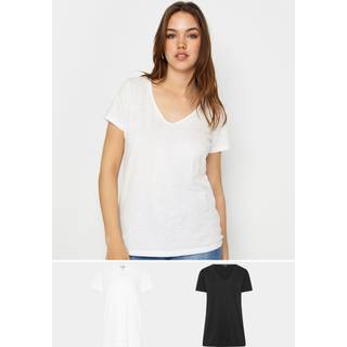 Lts 2 Pack Tall White & Black Short Sleeve Tshirts 8 Lts | Tall Women's Basic Tops