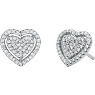 MK Precious Metal-Plated Sterling Silver Pavé Heart Earrings - Silver - Michael Kors - ONE SIZE