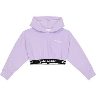 Palm Angels Kids Logo cropped cotton hoodie - purple - Y 10