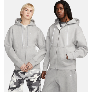 Nike Solo Swoosh-hættetrøje med fuld lynlås til mænd - grå - XS