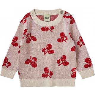 Fub Ecru/red Acorn Strikbluse Merinould