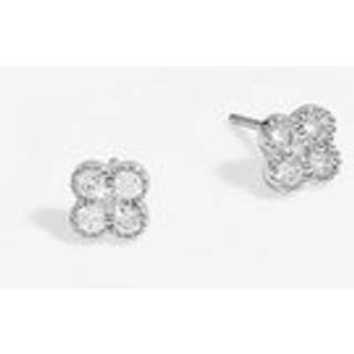 Simply Silver Simply Silver Silver Tone 925 Polished And Cubic Zirconia Pave Clover Stud Earrings
