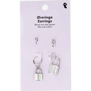 Øreringe med nøgle og lås - 4 stk