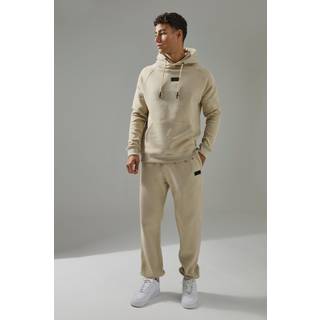 Mens Taupe Man Active Hoodie & Jogger Tracksuit